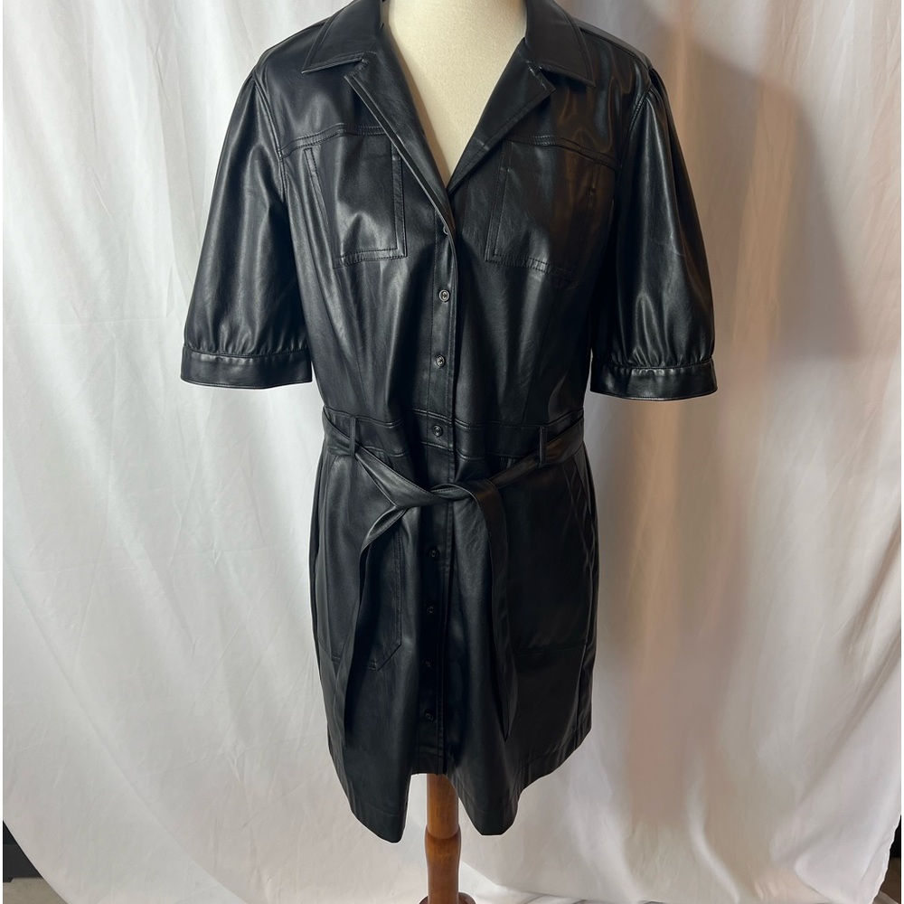 PAIGE Mayslie Black Faux Leather Mini Dress - NEW WITH TAGS